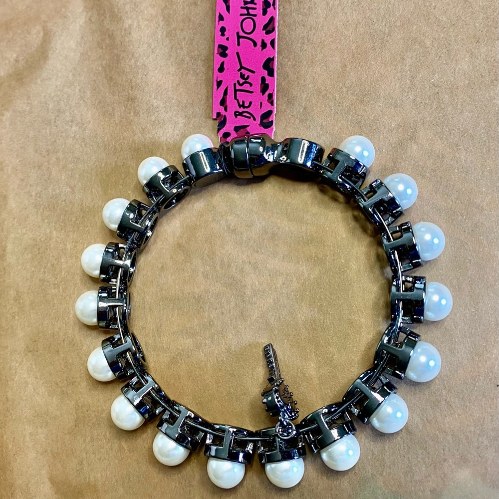 Betsey Johnson Pearl Cuff Bracelet As Is